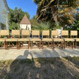8 dining chairs in solid wood and tapestry