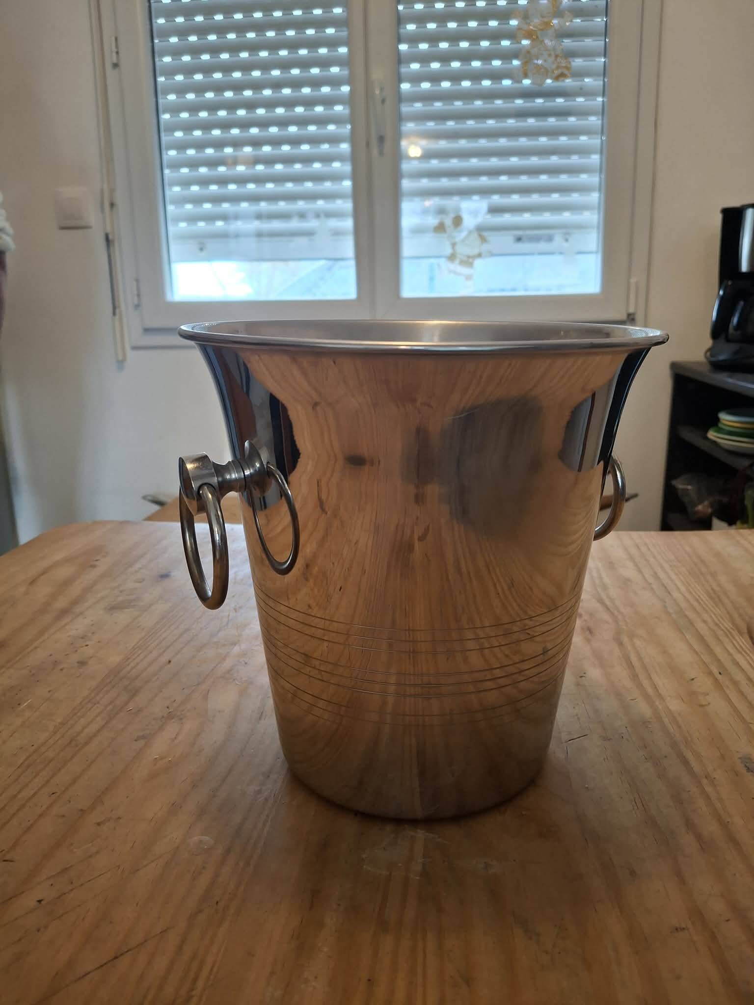 Vintage stainless steel champagne bucket – Guy Degrenne – French manufacturing, design