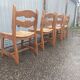 5 old mulched wooden chairs Guillerme and Chambron vintage