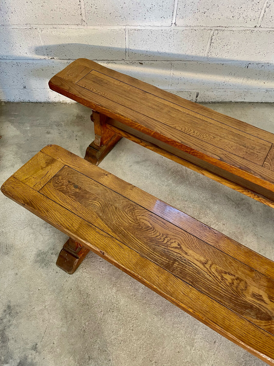 Pair of solid oak benches