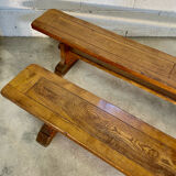 Pair of solid oak benches