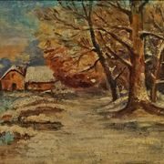 Huile sur panneau "il a neigé"