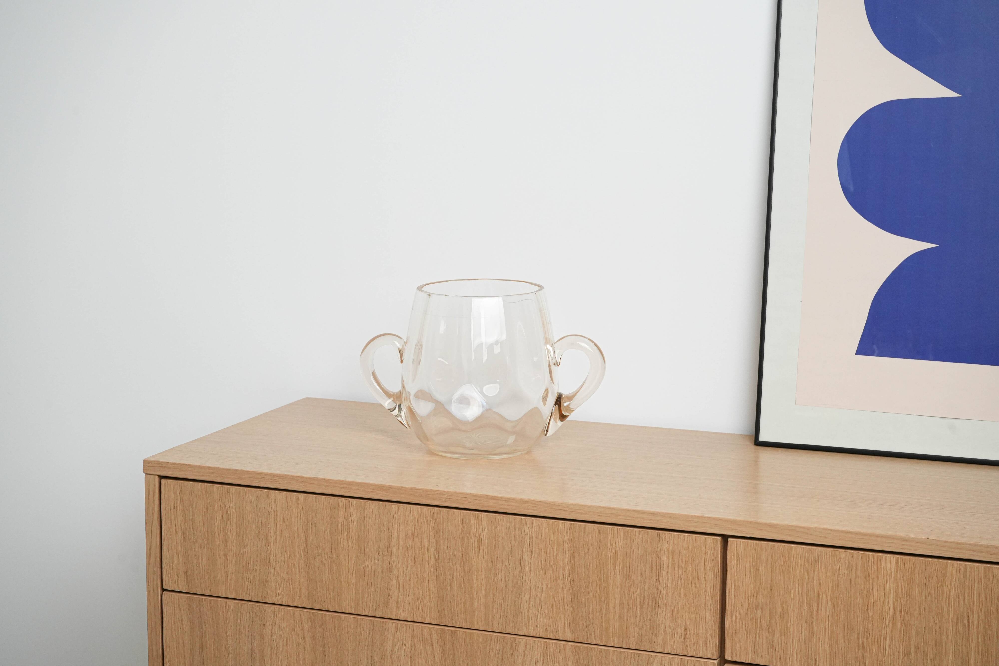 Glass ice bucket, Italian design, 1970s, made in Italy