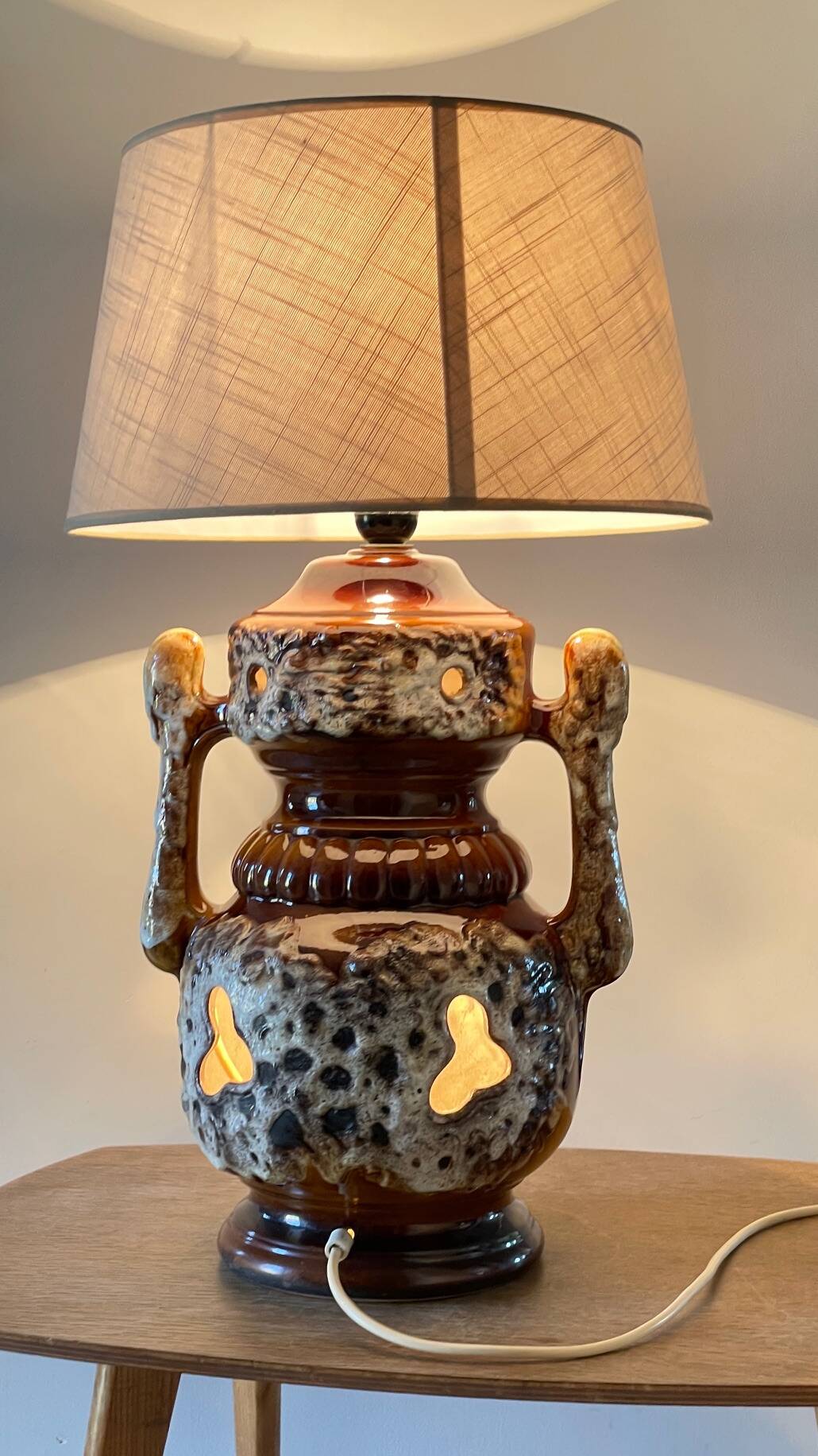 Lamp ceramic fat lava double lighting 70s
