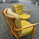 Vintage oak fan bench by Guillerme and Chambron