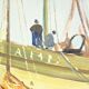 Oil Painting on Hardboard “Trawler and Tuna Boats”, signed G.Lhermitte – Mid 20th century