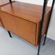 Vintage Italian double modular shelf bookcase in teak and metal