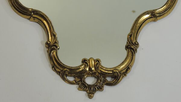 Miroir vintage doré style Louis XV – Cadre baroque en métal – Décoration mu