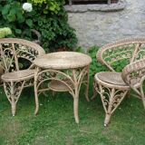 Table en rotin peacock vintage