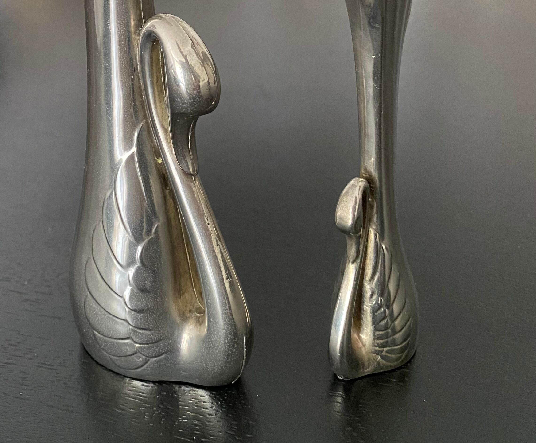 2 silver metal soliflores