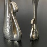 2 silver metal soliflores