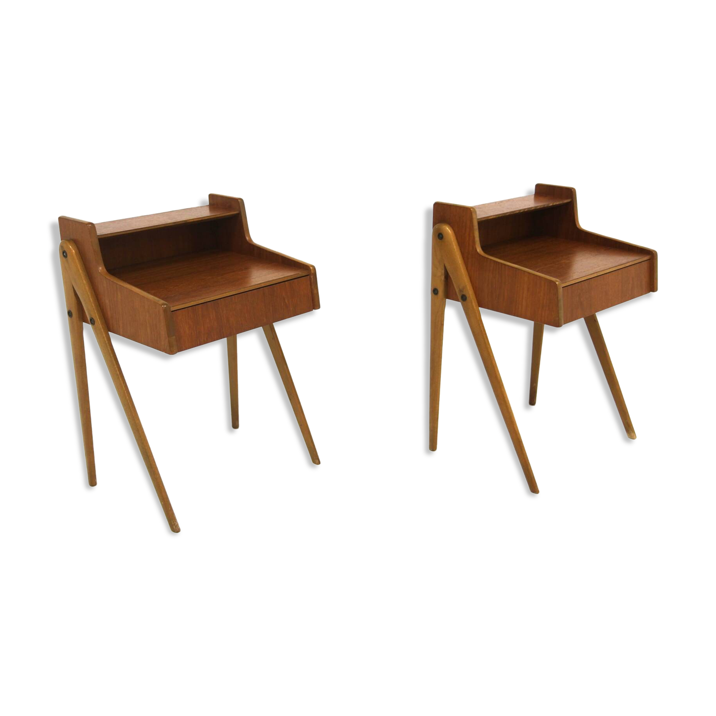 Set of 2 teak bedside tables, Sweden, 1950
