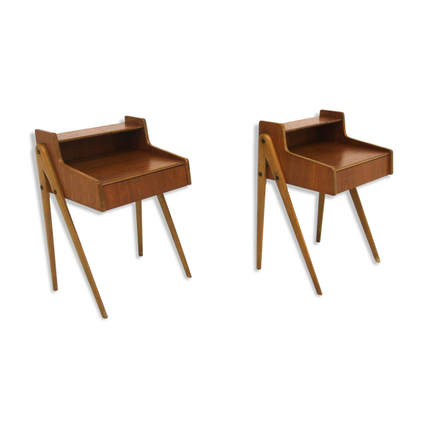 2 tables de chevets en teck, Suède, 1950