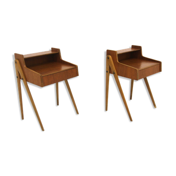 Set of 2 teak bedside tables, Sweden, 1950