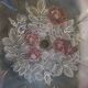 Mikasa pink floral embossed glass serving dish/fruit bowl