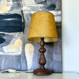 Rustic carved wood table lamp