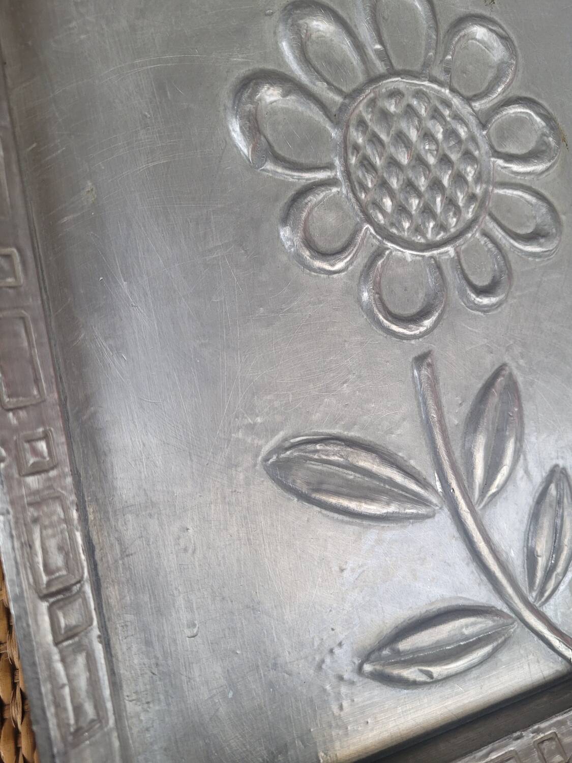 Pair of embossed flower paintings