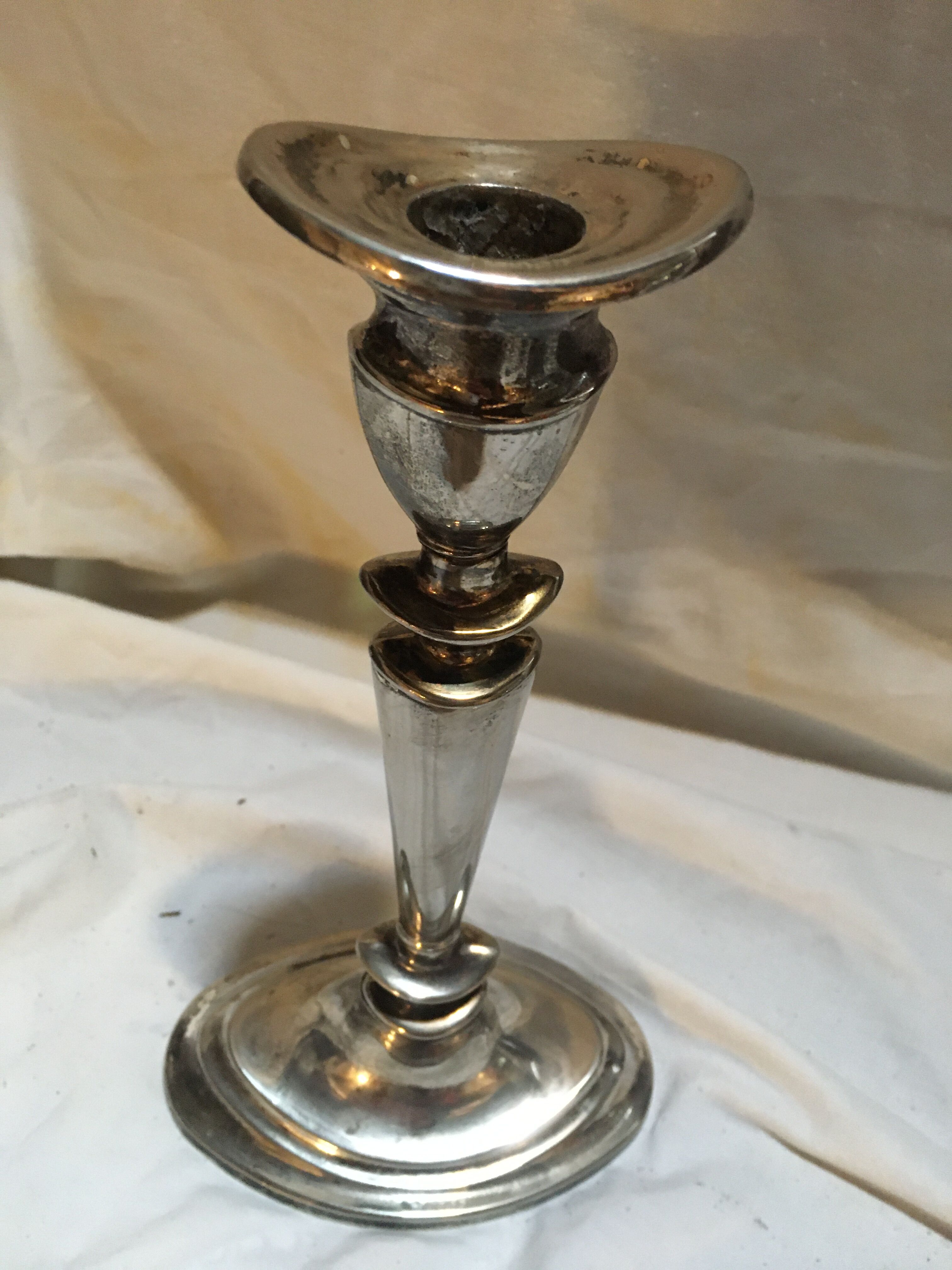 Silver metal candle holder
