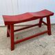Red end of bed bench in solid wood with cracked effect Chinese style 1950
