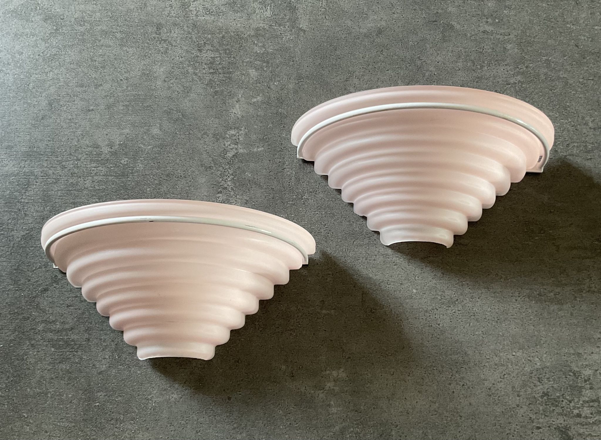 Pair of vintage frosted glass wall lamps 70s-80s