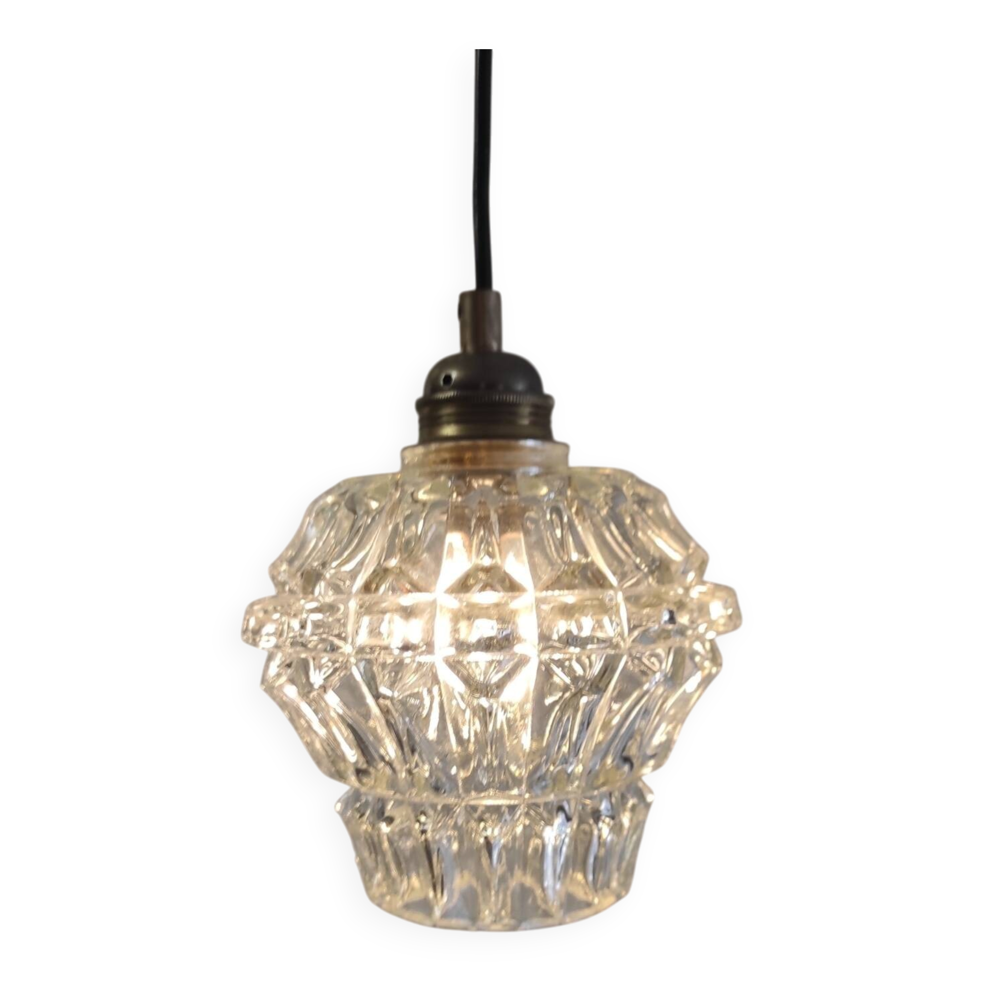 Portable globe lamp in antique glass - mid 20th century