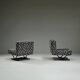 Set of 2 Jacquard postmodern lounge chairs, 1980s Italy.