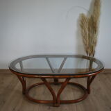 Rattan table and glass