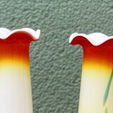 Pair of blown glass Murano collared vases