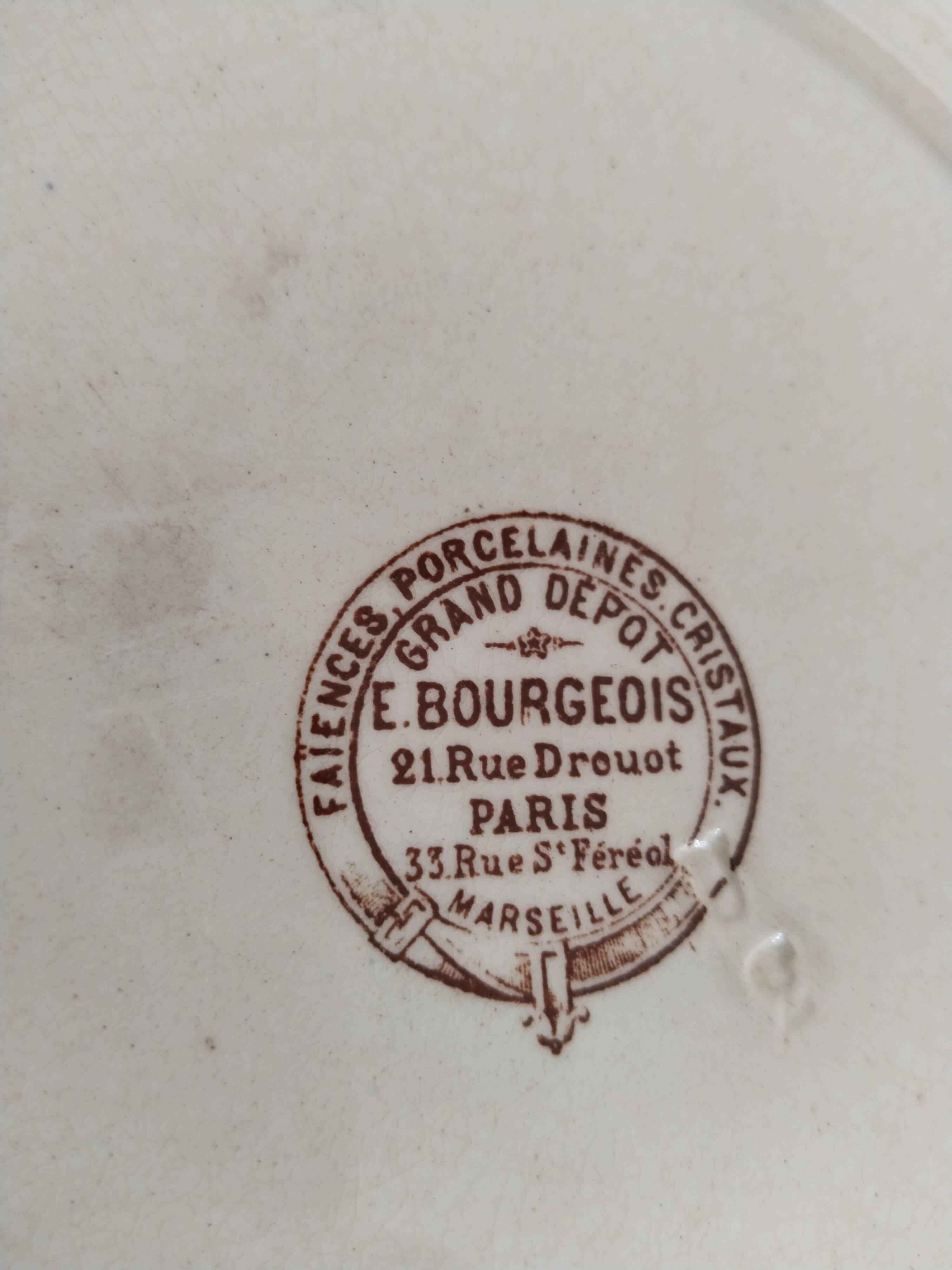 E.Bourgeois earthenware dinner plate