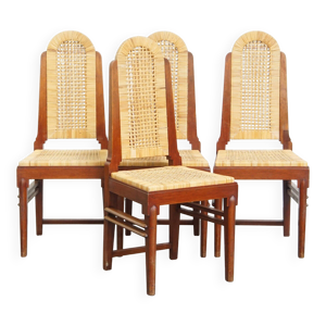 Ensemble de quatre chaises - rotin dossier