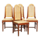Set of four rattan Art Deco design dining chairs with high back