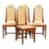 Set of four rattan Art Deco design dining chairs with high back