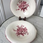 Duo de plats de service longchamp roses années 30-40