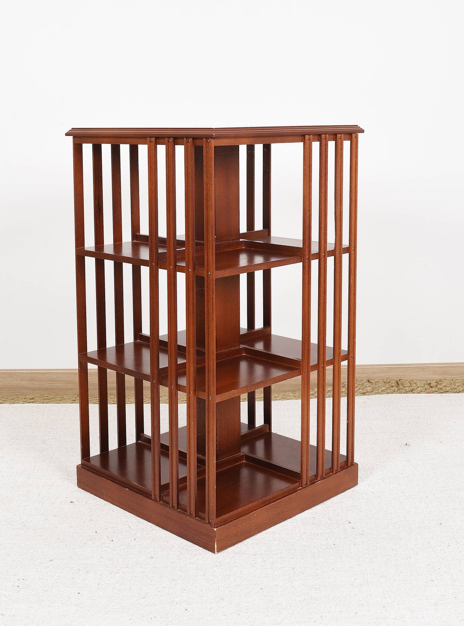 Revolving bookcase, rotating furniture (book mill), mahogany, three floors.