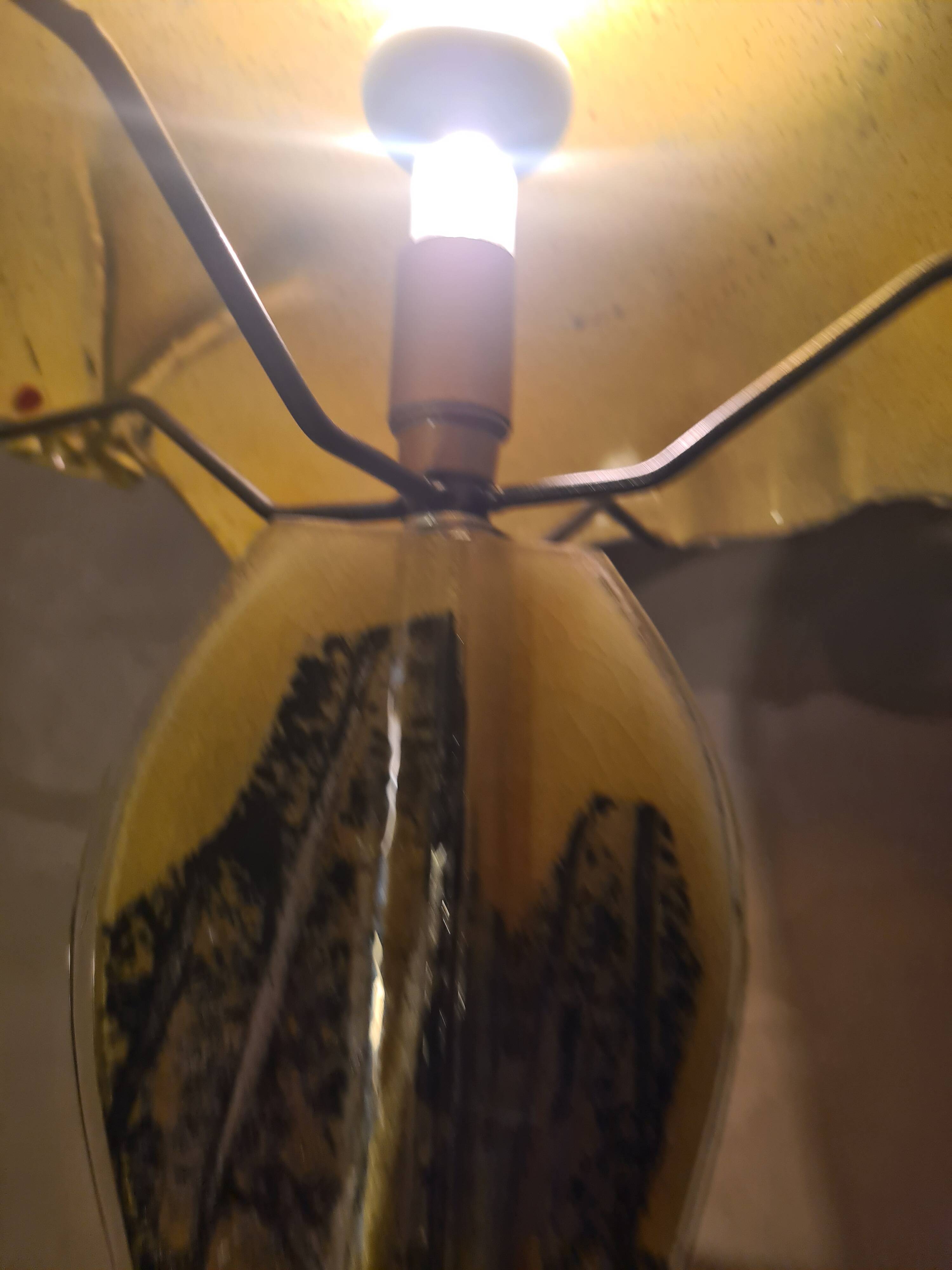 1970s to 80s living room lamp, handmade glass, origin Netherlands, 46x34.