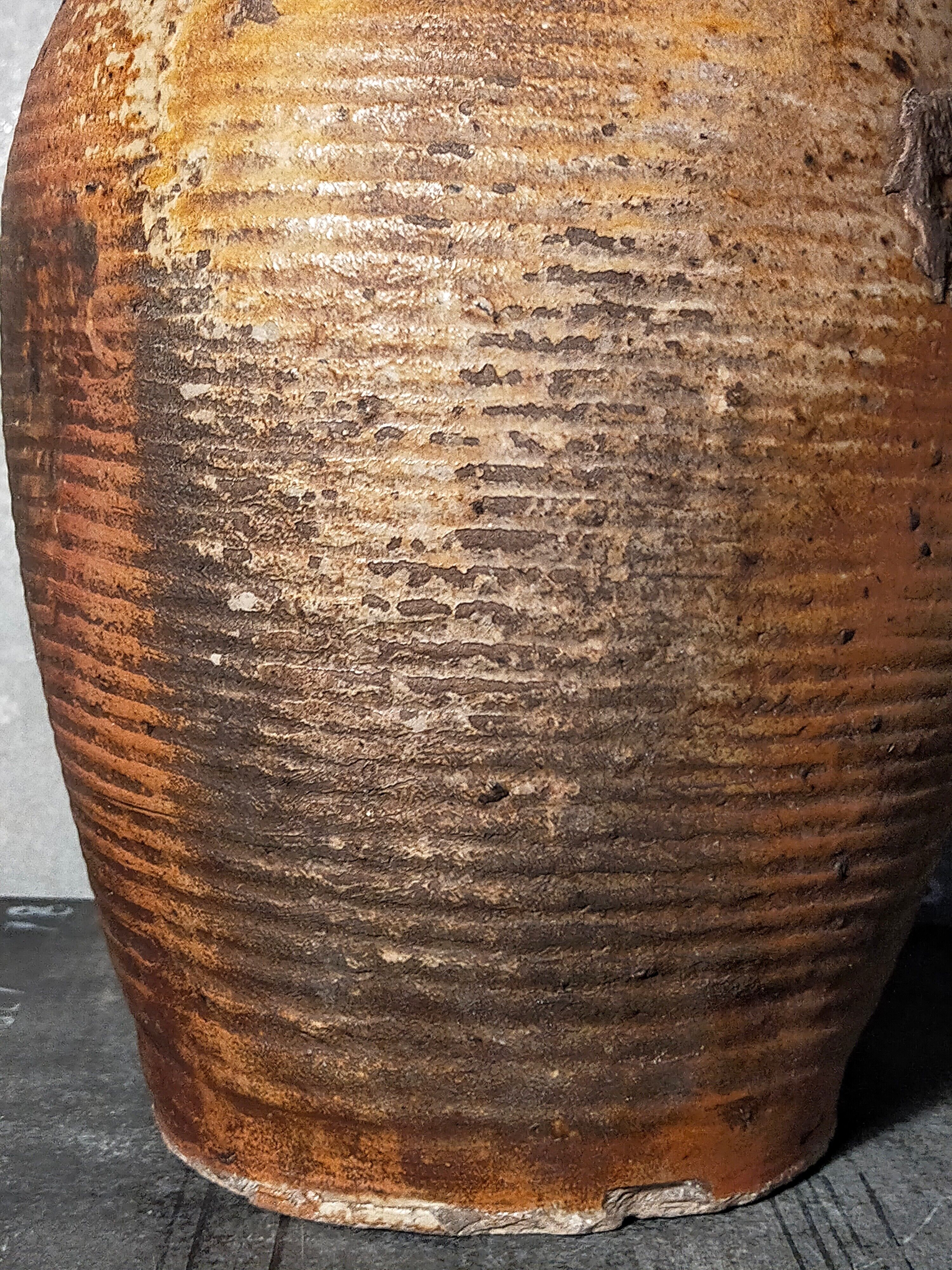 Potter bottle enamelled earth art-populaire XIXth