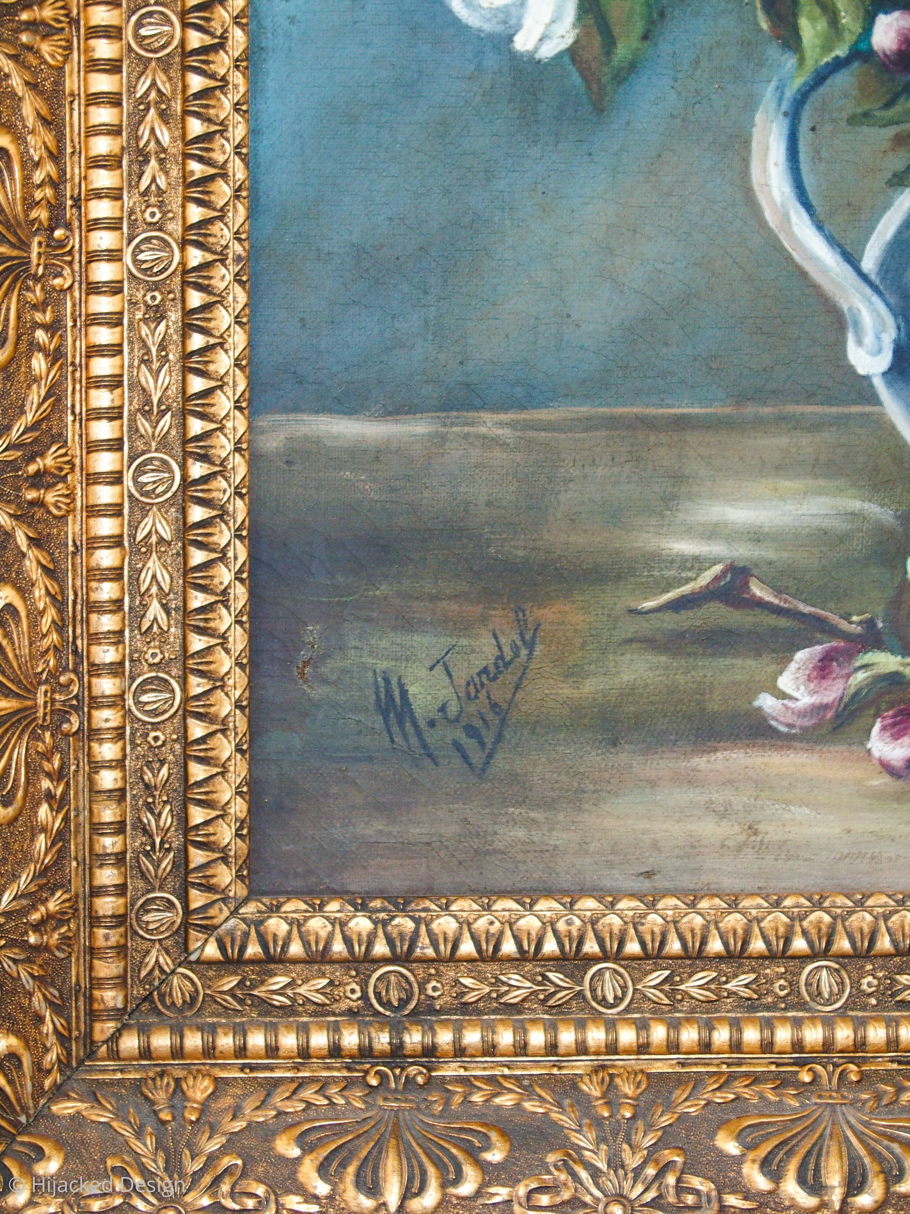 Bouquet of flowers - still life in its golden frame