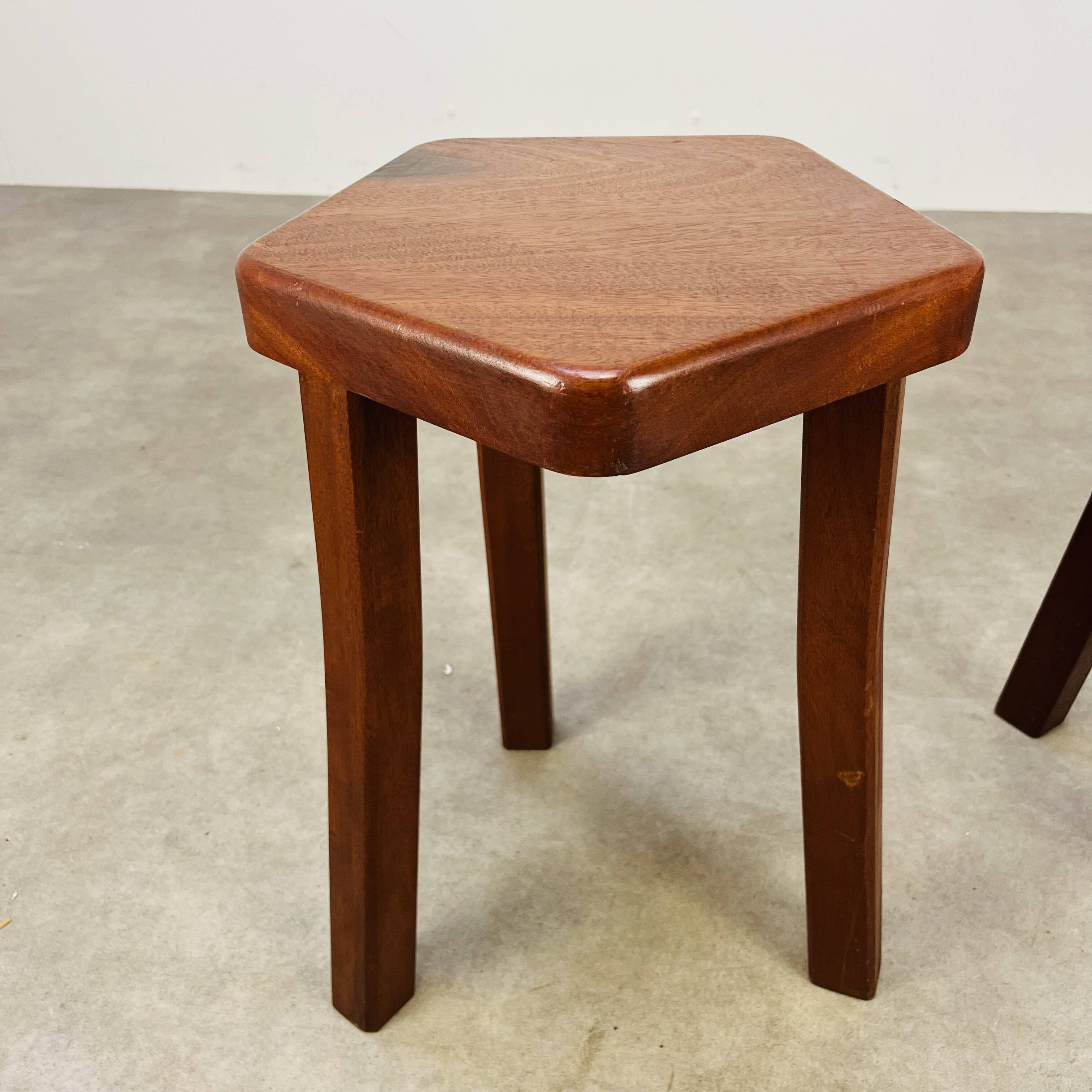 2 brutalist elm stools by Aranjou