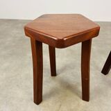 2 brutalist elm stools by Aranjou