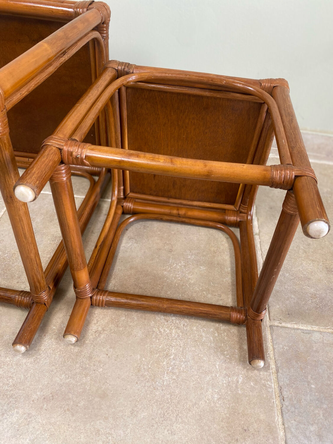 Nest of tables in rattan