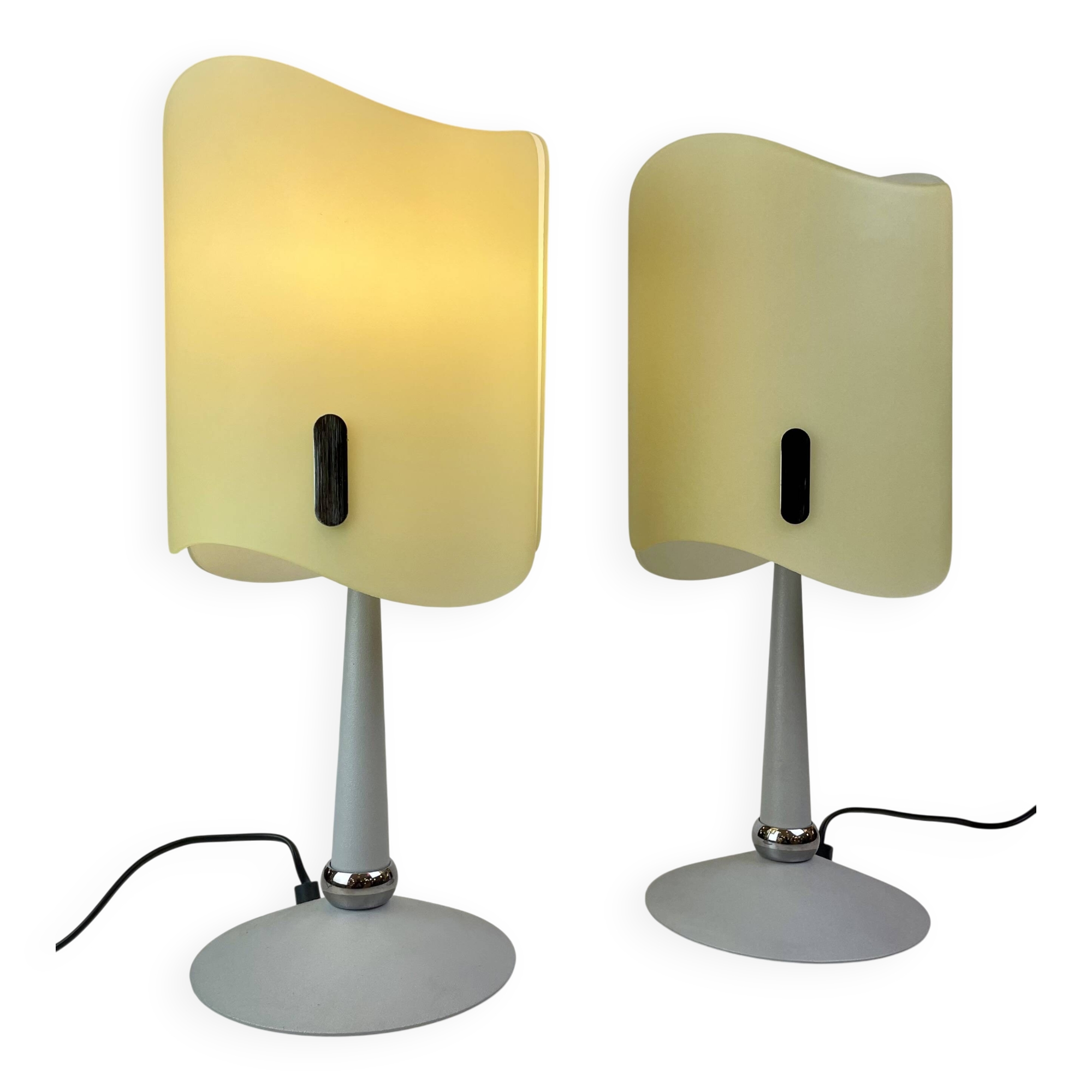 Pair of Italian Opaline Table Lamps, 1990s