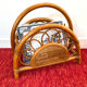 Rattan and bamboo magazine holder from the 70s