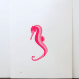 Print in press hippocampus fuchsia