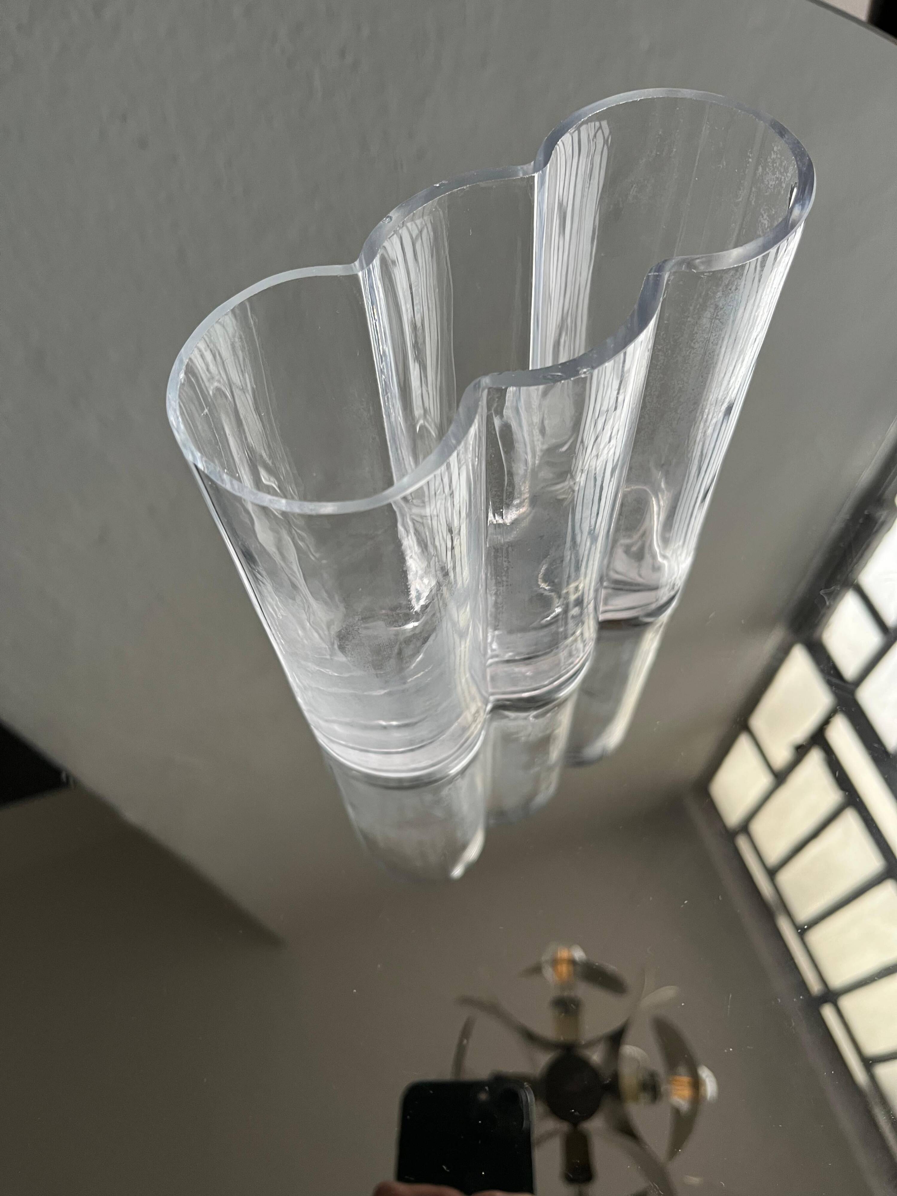 Beautiful Vintage Murano Modern Vase, cylinders  Clear Glass vase, 1970's