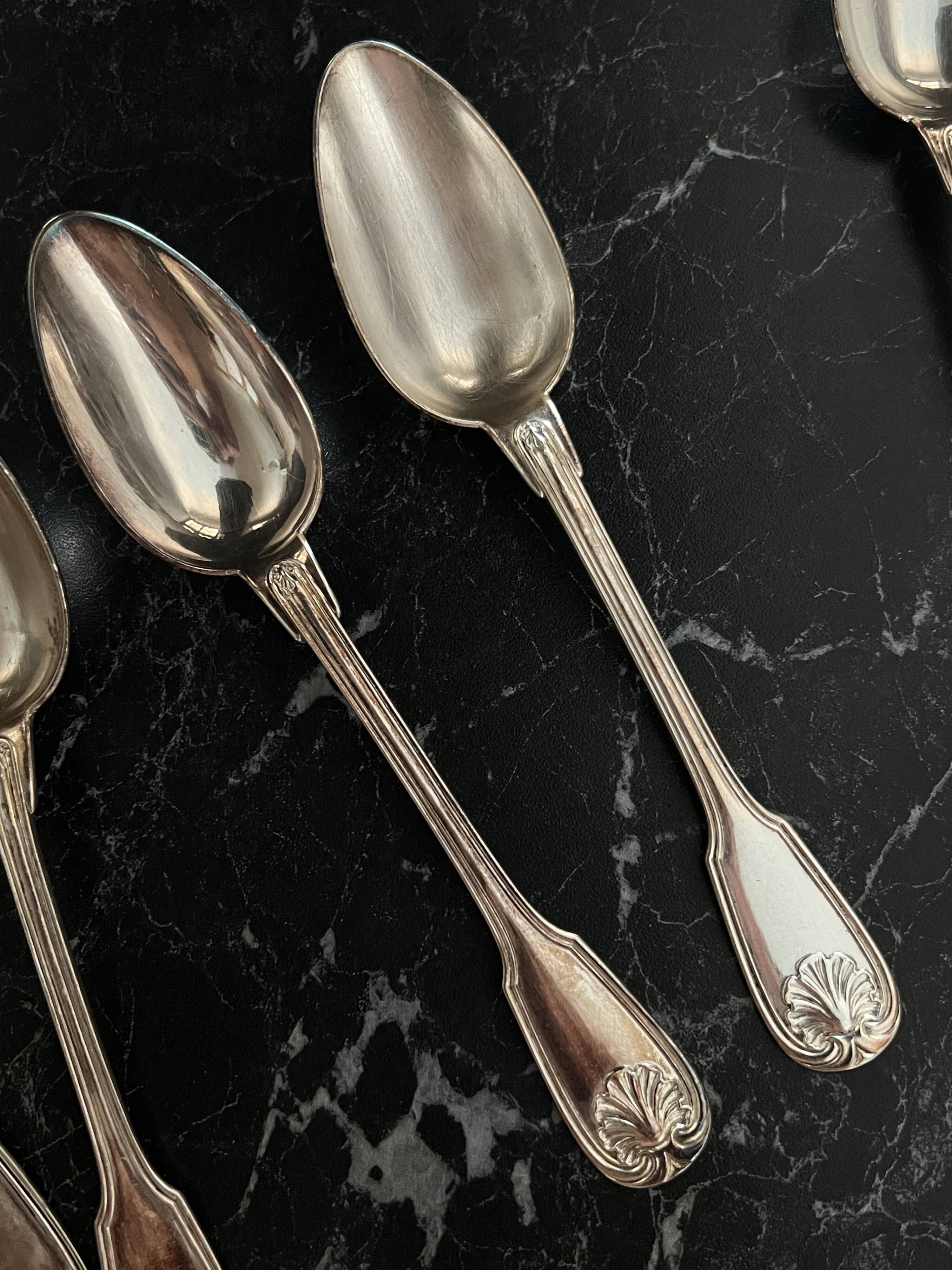 Set of 6 Christofle silver plated soup spoons - Vendôme Coquillage