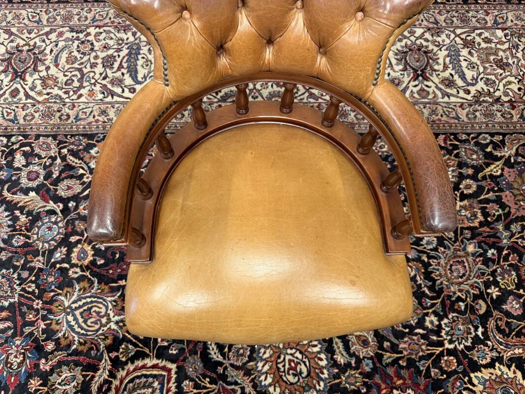 English Chesterfield Desk Chair Cognac