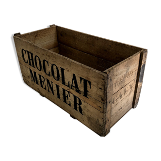 Wooden case of vintage 50's vintage menier chocolates