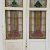 Double Art Deco stained glass partition doors from the 20th century