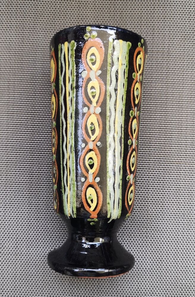 Enamelled terracotta vase - Signed 1950s