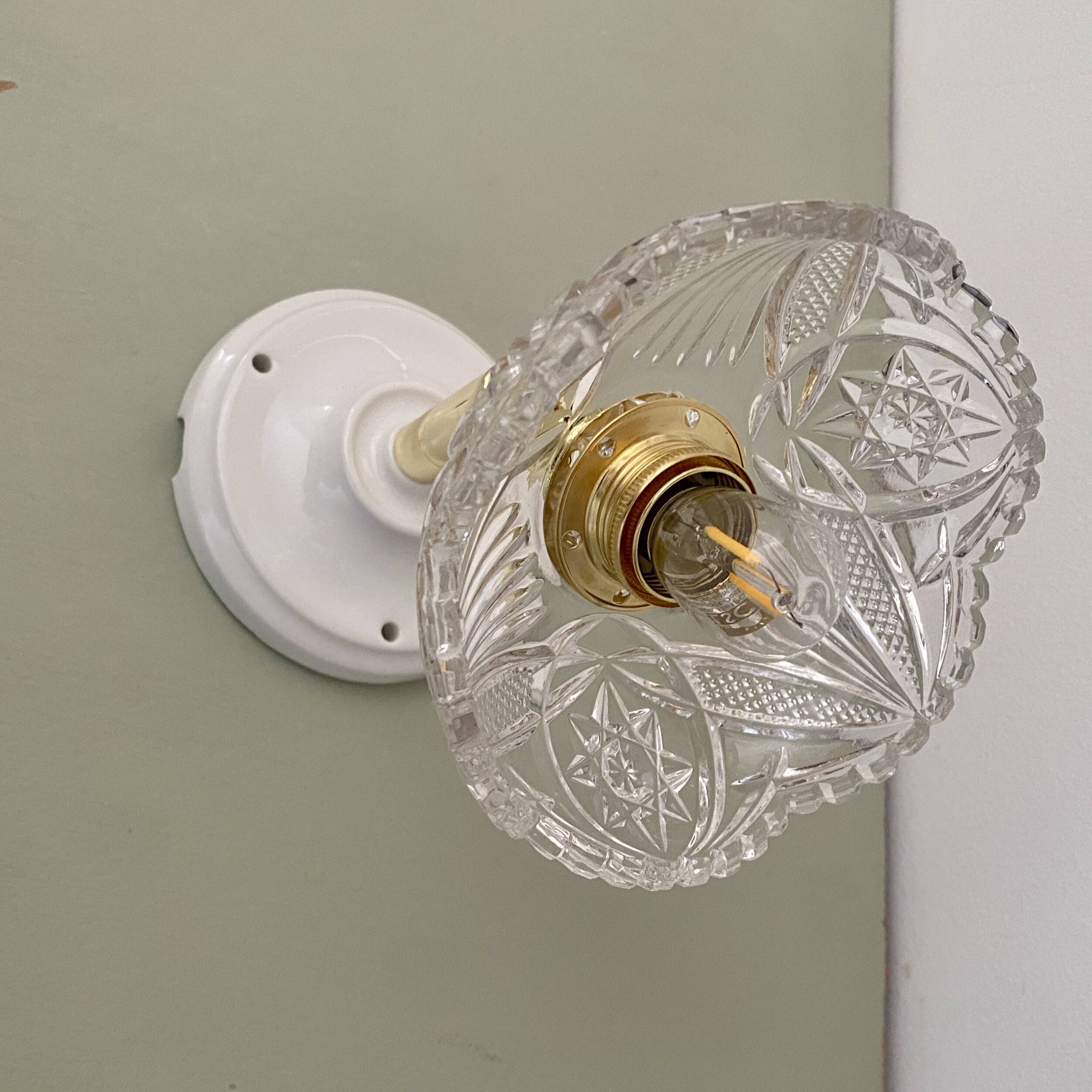 Vintage glass cut lampshade - tableware collection -